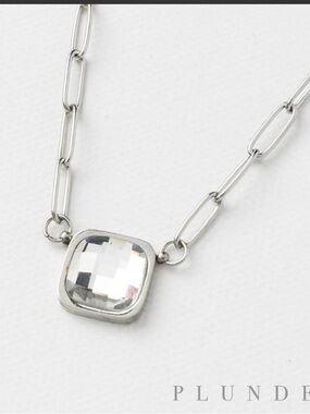 Plunder Design Sandra Silver-Tone Clear Crystal Pendant Necklace